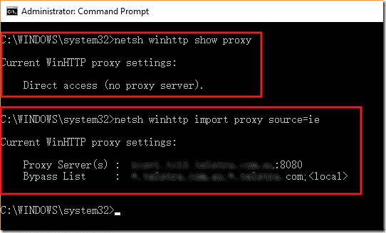 get http proxy windows command line